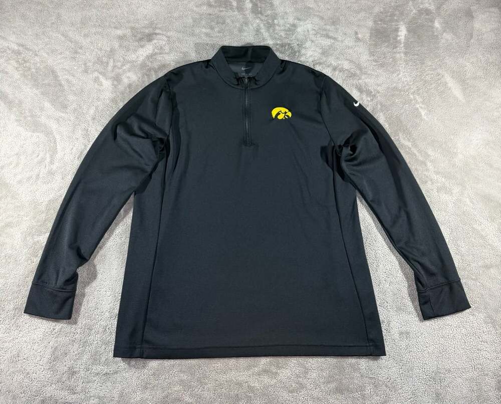 Nike Women’s Iowa Hawkeyes Quarter Zip Pullover XL Black Dri-Fit Long Sleeve